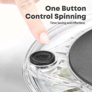 Салатниця-віджимник 5л з нержавіючої сталі з кнопкою стоп, BPA-Free, прозора кришка та отвори для зливу, неслизьке дно, придатна для миття в посудомийній машині