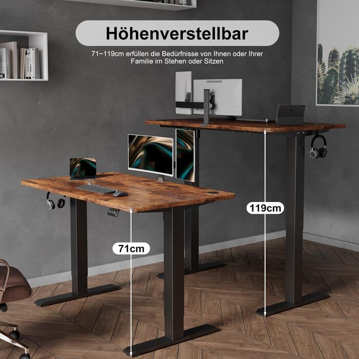 Електричний регульований стіл Devoko: ергономічний стіл для роботи та відпочинку (180 x 80 см, білий)