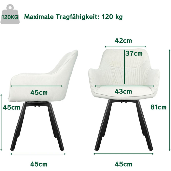 Набір обідніх крісел 6 шт., поворотні, з підлокітниками, 360°, м'які, оксамитові, для вітальні, кухні, робочого кабінету, спальні (бежевий)