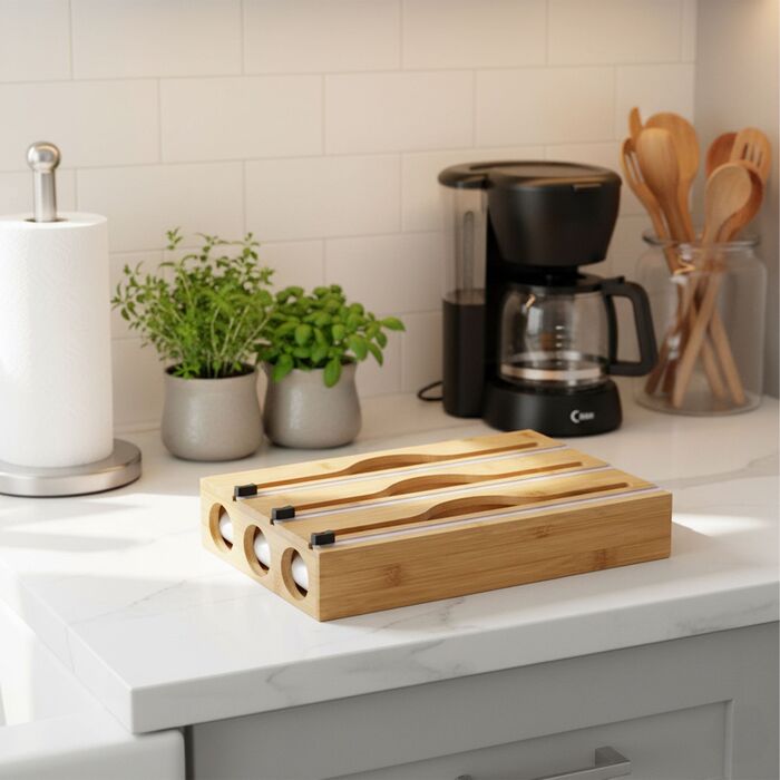 Диспенсер для харчової плівки Relaxdays з бамбука