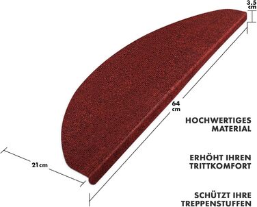 Килимки для сходів casa pura з текстильного волокна - 1 шт. Самоклеящаяся захист сходів, напівкругла, червона