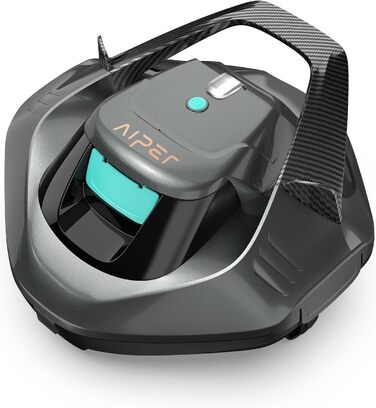 Робот-пилосос для басейну AIPER, бездротовий акумуляторний пилосос із двома двигунами, LED-індикаторами, автоматичним паркуванням, до 90 хв роботи, для плоского дна басейнів до 80 м²