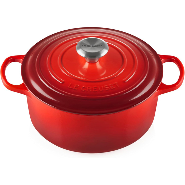 Le Creuset Signature Чавунна сковорода з кришкою, 24 см, 4.2 л, Cherry Red (Kirschrot)