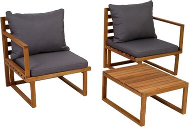 Садовий набір меблів Greemotion Dijon з акації FSC 100% - стіл та 2 стільці з подушками для балкона/саду