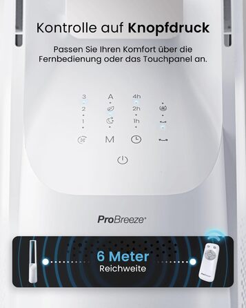 Вентилятор Pro Breeze OmniAir з очищувачем повітря, 105 см, осциляція 75°, пульт ДУ, HEPA 13, LED дисплей, 10 швидкостей, тихий, 5 режимів, Smart App