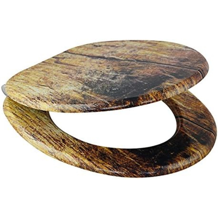 Сидіння для унітазу RUSTIKAL, дерев'яна серцевина, з механізмом плавного закриття, EDRU01SC