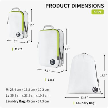 Набір компресійних органайзерів для одягу Cipway для подорожей, ультралегкі пакувальні куби для валізи та рюкзака, сірий, 5 шт.