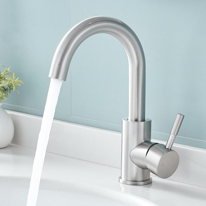 Змішувач для ванної кімнати Fransiton Bad Hoch, водозберігаючий настінний змішувач для раковини (нержавіюча сталь)