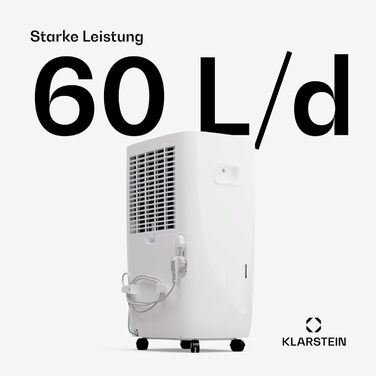 Klarstein DryFy Connect 60L: Розумний електросушар для повітря з Wi-Fi, 60 л/24г, 8 л бак, таймер, для приміщень до 65 м²