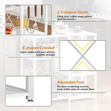 Стелаж для кухні Soges: місткий, чорний, з 3 полицями для мікрохвильової печі та кухонного приладдя