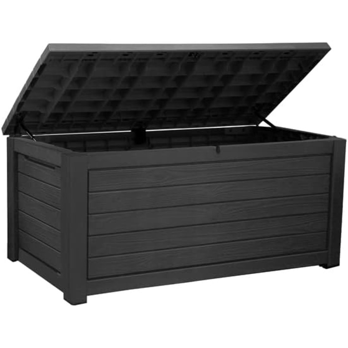 Ящик для зберігання Keter Blackwood 623л, чорний - водонепроникний, з газовими амортизаторами, витримує до 272 кг