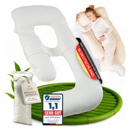 Подушка для вагітних та годування XL для сну на боці, з наповнювачем Memory Foam та чохлом з 100% бавовни, бежева