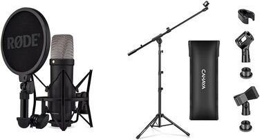 Мікрофон RØDE NT1-A з ниркоподібною характеристикою, комплект з підставкою, поп-фільтром та XLR-кабелем для запису вокалу, музики, стрімінгу та подкастингу