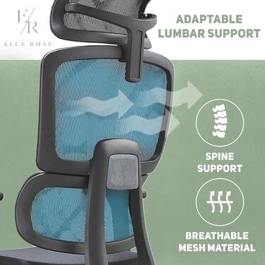 Ергономічне крісло для офісу Ella Rhae Premium - чорне, з сітчастою спинкою