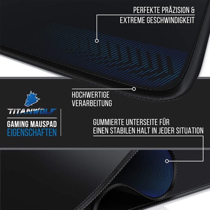 Килимок для миші Titanwolf XXXL 1500x800 мм - великий формат, гнучкий, з гумовою основою, для геймінгу, чорний