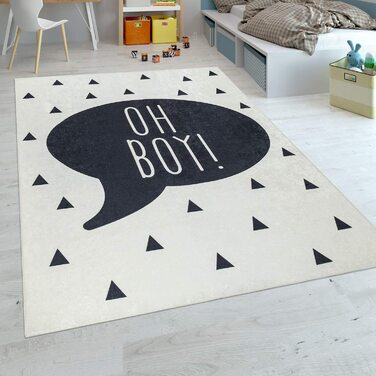 Домашній дитячий килим Paco, миється дитячий килимок для дитячої кімнати, для хлопчиків, трендовий чорно-білий, Розмір (180x280 см)
