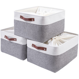 Тканинні ящики для зберігання SOCOHOE, набір кошиків для зберігання з 3 предметів, складна тканинна корзина для іграшок, одягу , будинку, білизни (ediu) (сірий/білий, XLarge)