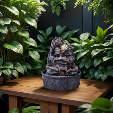 Джерело води Zen'Light Zimmerbrunnen: природний водоспад зі каменями та LED-підсвіткою для медитації та релаксації. Декоративний фонтан для дому, Feng Shui, H 23см (Luberon)