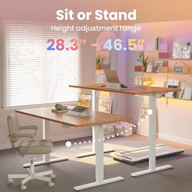 Регульований за висотою стіл HUANUO, 4 положення пам'яті, електричний, для дому та офісу, стоячий стіл, світло-коричневий, 140 x 80 см