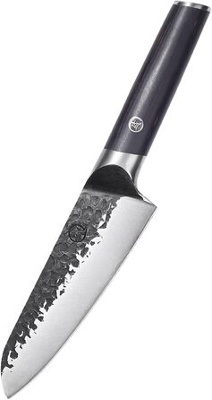 Японський ніж Santoku Mitsumoto Sakari 17 см, ручне ковадло, професійний (з ручкою з пакавуду)