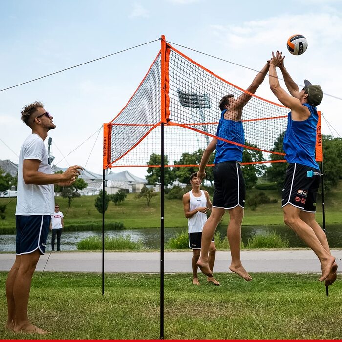 Волейбольна сітка HAMMER SHARKNET, перша в світі волейбольна сітка трикутної форми, може використовуватися як класична волейбольна сітка, забавна для великих і маленьких, швидка збірка, легко переноситься