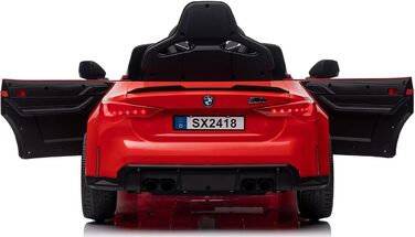 Дитячий електромобіль BMW M4 MPower 90W, EVA колеса, шкіряне сидіння, 12V 10Ah, Bluetooth, пульт, червоний