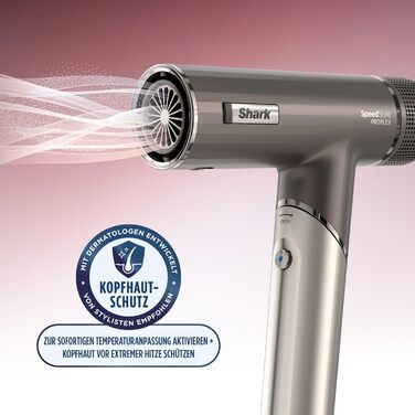 Фен Shark SpeedStyle Pro FLEX: потужний, з 4 насадками, для всіх типів волосся, Mocha Silver HD542EU