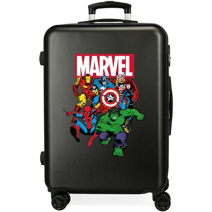 Валіза Avengers Sky Avengers Чорна 38x55x20 cms Hard Shell ABS Кодовий замок 34 л 2,6 кг 4 подвійні колеса ручна поклажа (Marvel, Median)