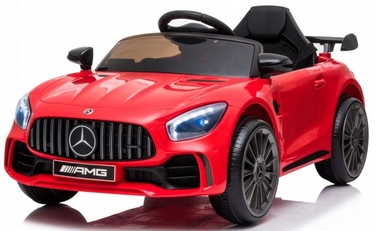Дитячий електромобіль Mercedes GTR-S: м'які колеса EVA, шкіряне сидіння, пульт ДК, червоний