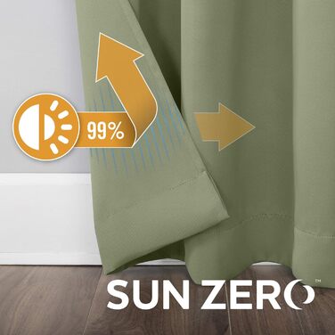 Штора Sun Zero Soho Blackout, енергоефективна, 137,2x160 см, шавлія зелена, комплект з 2 шт.