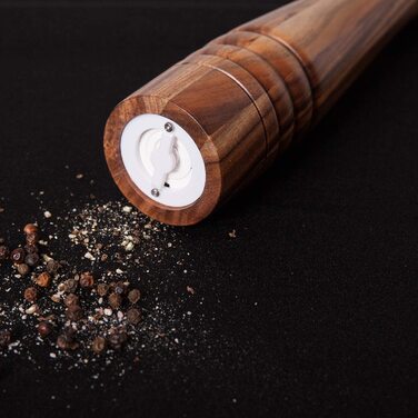 Набір млинів для солі і перцю DeroTeno, набір з 2 млинів для спецій, млин для солі і перцю з дерева акації з керамічним млином, діаметр 21 см (-30 см)