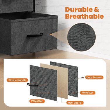 Набір з 2 тумбочок DUMOS, промисловий стиль, з шухлядою, для спальні, вітальні, дитячої кімнати, сірий/білий