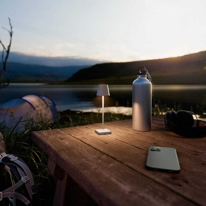 Sigor Nuindie Pocket - LED-лампа на акумуляторі, 21 см, IP54, USB-C, 7 годин, сірий небілющий