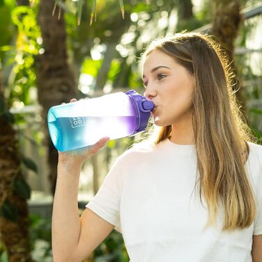 Пляшка для води MOMO WAY без бісфенолу А, 1.5-літрова пляшка для води з соломинкою без бісфенолу А, спортивна пляшка для спорту, Outoor, фіолетово-синій