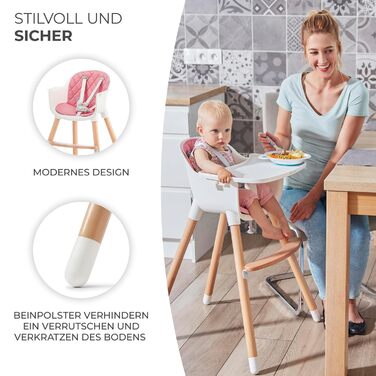 Дитячий стільчик Kinderkraft Sienna 2 в 1 (рожевий), від 6 місяців до 4 років