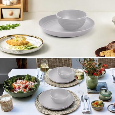 Набір посуду Odoland для кемпінгу на 4 особи, 17 предметів, сірий: тарілки, миски, чашки