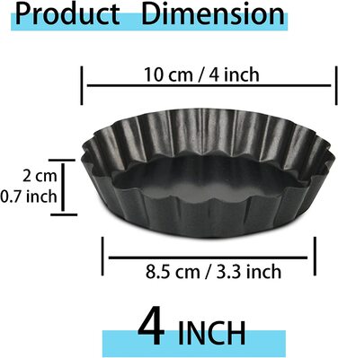 Форми для міні-пирога Highkit з підйомним дном 10 шт 10 см сталь