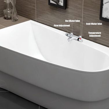 Змішувач для ванни з термостатом Uten, 2 виходи, латунь (срібло-1), захист 38°C