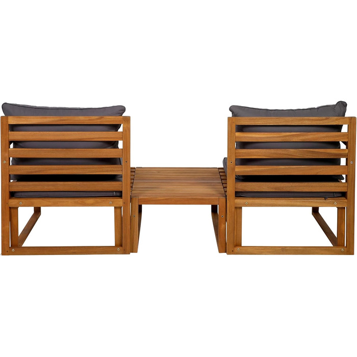 Садовий набір меблів Greemotion Dijon з акації FSC 100% - стіл та 2 стільці з подушками для балкона/саду