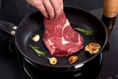 Сковорода-гриль KLAMER Induktion 28 см з нержавіючої сталі для стейків та тушкування