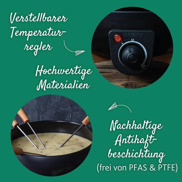 Електричний Фондюсет Boska Party 2.3L: для сиру, шоколаду, гарячого горщика, м'яса. Регулятор температури, 2.3L, нержавіюча сталь та чавун