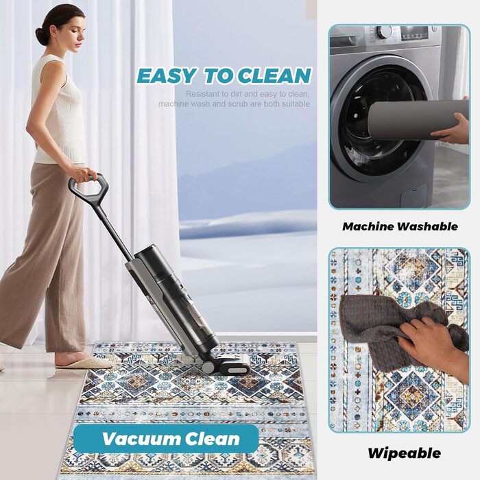 Килимок під офісний стілець 90x120 см, захист для підлоги, антиковзаюча підкладка, для ламінату та плитки (90 x 120 см, блакитно-коричнева геометрія)