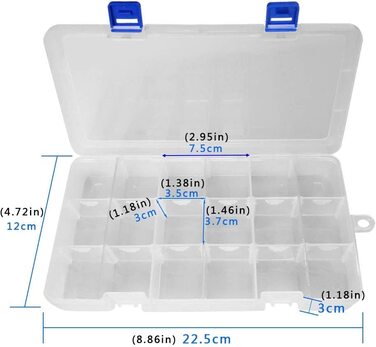 Пластиковий ящик для зберігання Qualsen, регульований набір відсіків, коробка для ювелірних виробів, контейнер для інструментів (18 сіток X 2 упаковки, Прозорий) (Прозорий X 4 (18 сіток))