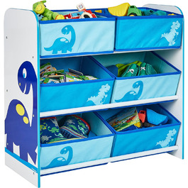 Полиця для зберігання іграшок з шістьма коробками для дітей, 60.0x63.5x30.0 см, синій
