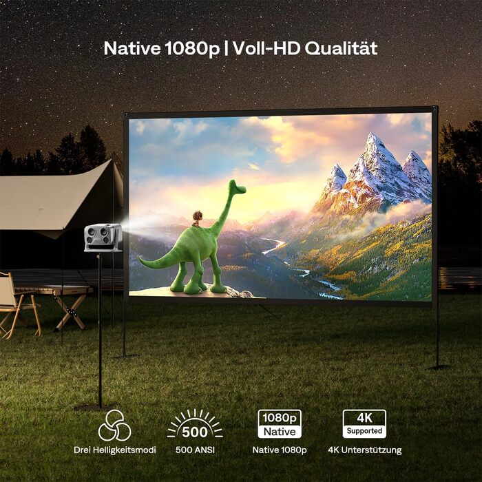 Aurzen Boom Mini 4-в-1 Smart Beamer з Google TV, 4K, проєктор для дому та на вулицю, 20W Dolby Audio, 500 ANSI, автофокус ToF, корекція трапеції, Wi-Fi/Bluetooth, сумісність з мобільним телефоном (сірий)