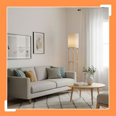 Лампа для читання з трьома полицями та льняним абажуром