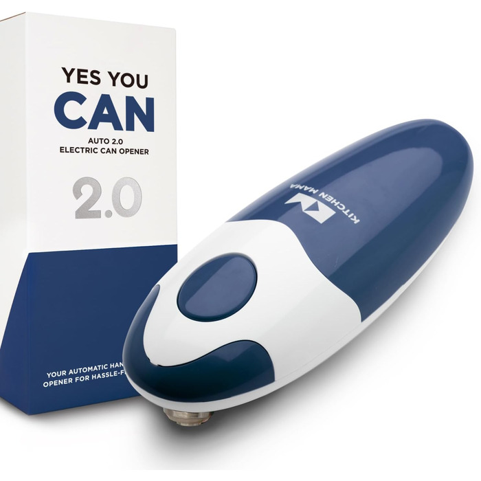 Електричний відкривач банок Kitchen Mama 2.0: Автоматичний, бездротовий, з гладкою кромкою, безпечний (Морський колір)
