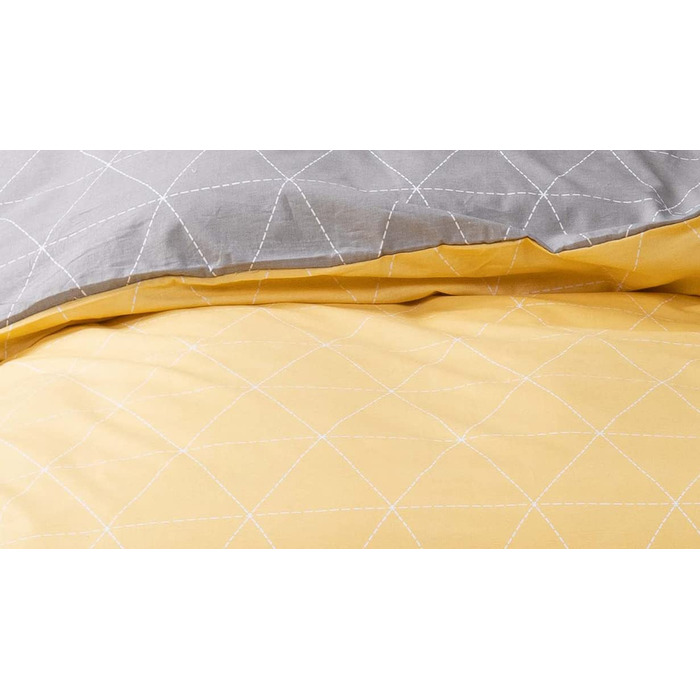 Постільна білизна Леонадо Вісенті з бавовни 135x200, сіро-жовта дихаюча змінна постільна білизна, комплект для спальні, наволочка ,покривало (200 х 220 см)