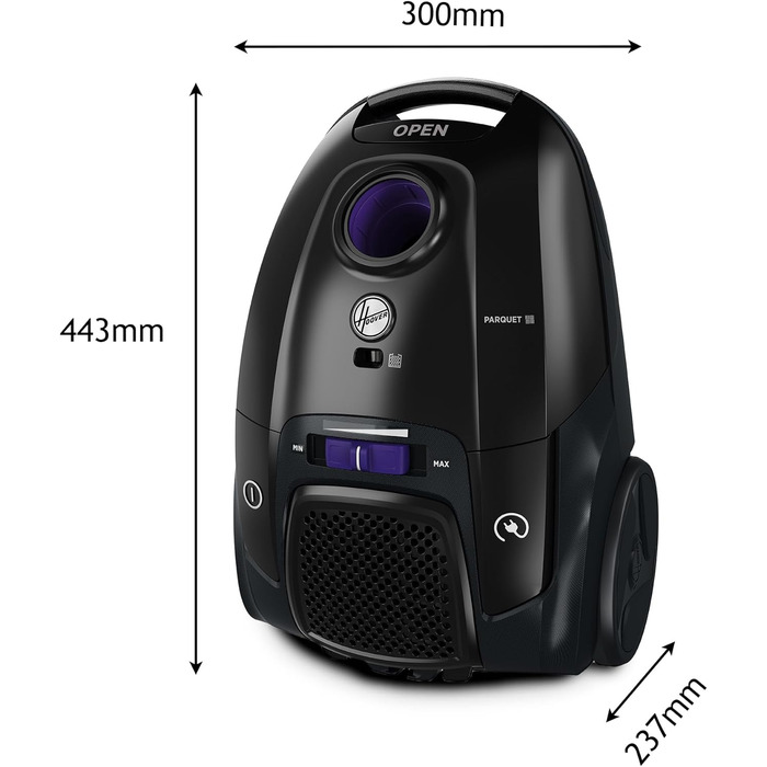 Пылесос Hoover HE2 Kompakter: Мощний пилосос з мішком для твердих підлог та килимів, фільтр EPA, 3,5 л контейнер для пилу, аксесуари, 850 Вт, радіус дії 10 м [HE2Z10A]