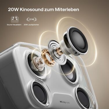 Aurzen Boom Mini 4-в-1 Smart Beamer з Google TV, 4K, проєктор для дому та на вулицю, 20W Dolby Audio, 500 ANSI, автофокус ToF, корекція трапеції, Wi-Fi/Bluetooth, сумісність з мобільним телефоном (сірий)